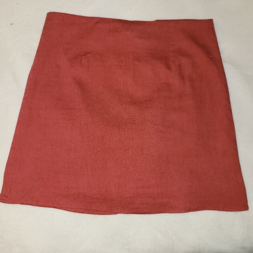 NWT* Blue Rain* Embroidered Skirt* Button Front* Rayon/Linen Blend* Rust* Sz M - Picture 2 of 7